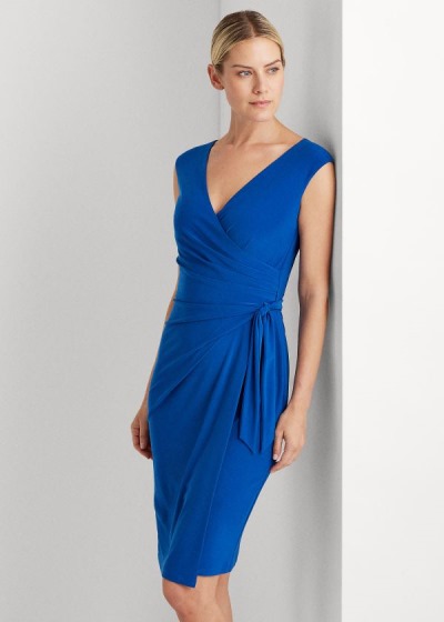 Vestidos Ralph Lauren Mujer Azules - Jersey Wrap-Style - OZCNK8035